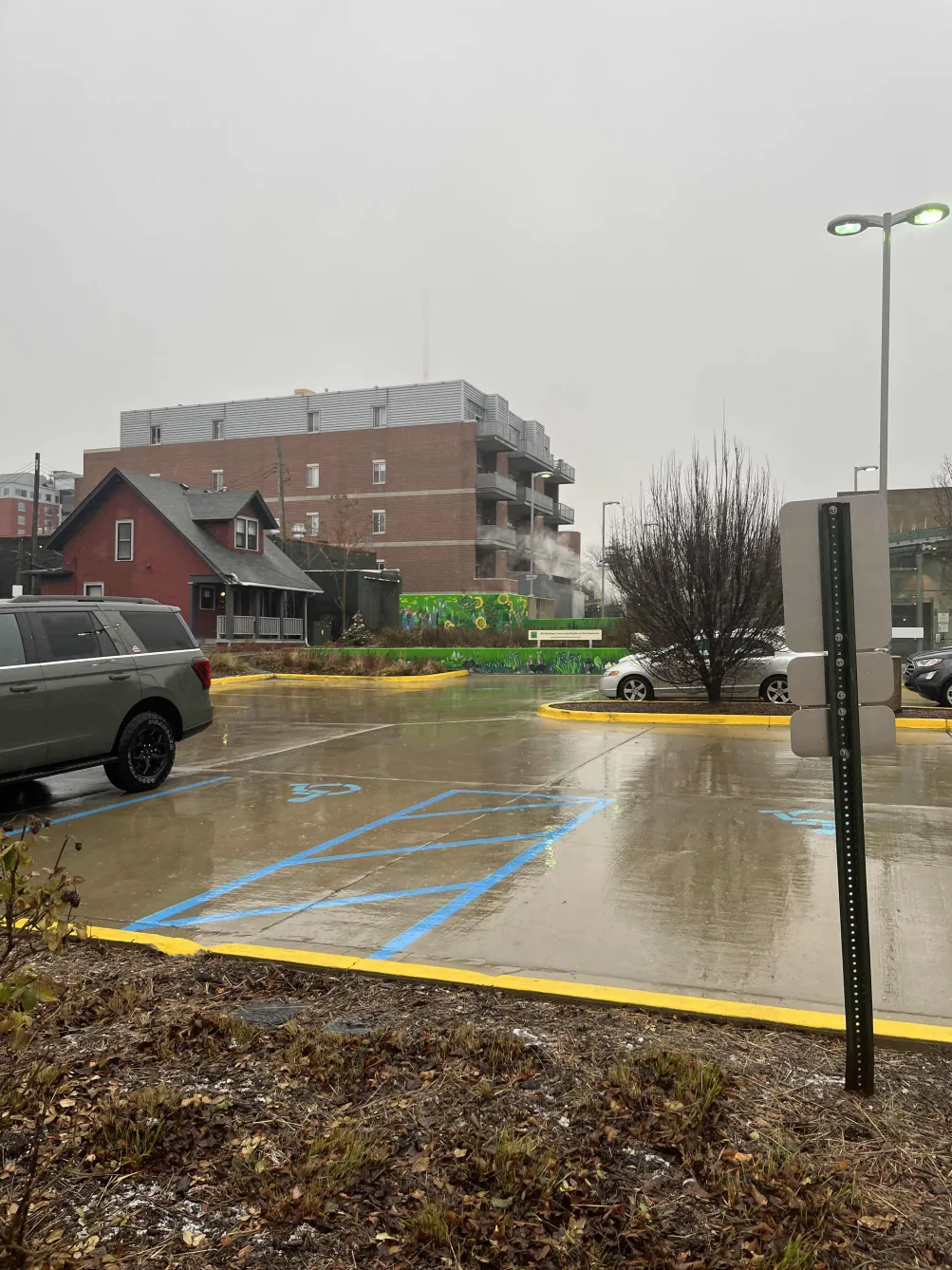 A sad, empty Library Lot parking area